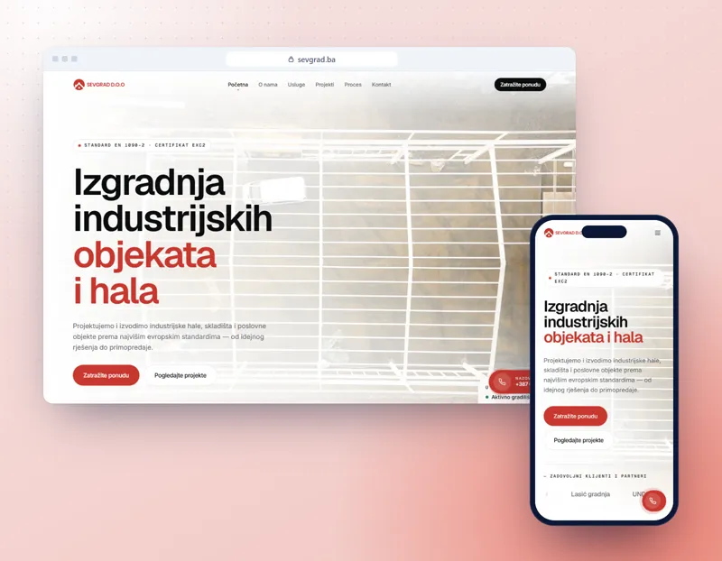 Sevgrad: prikaz web stranice na računaru i telefonu