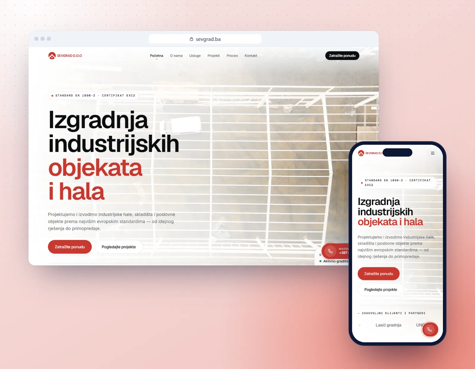Sevgrad: prikaz web stranice na računaru i telefonu