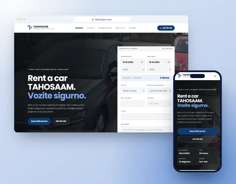 Tahosaam: prikaz web stranice na računaru i telefonu